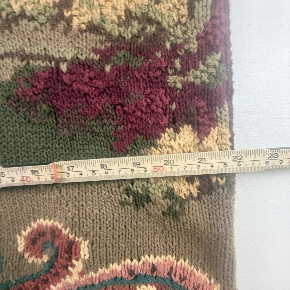Vintage Country Mansion House Hand Knitted Floral Sweater Northern Isle Large - Picture 15 of 16